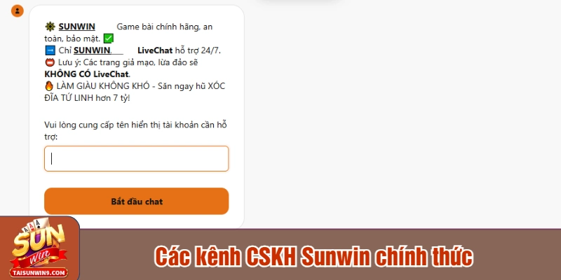 Các kênh CSKH Sunwin chính thức