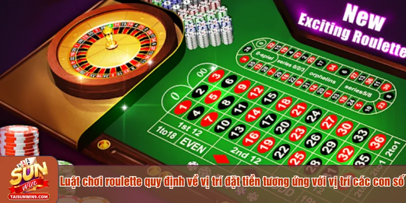 Luật chơi roulette quy định về vị trí đặt tiền tương ứng với vị trí các con số