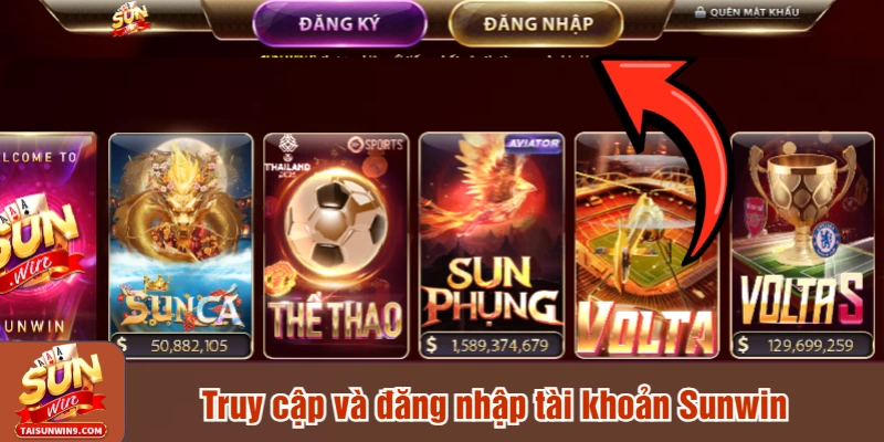 Truy cập và đăng nhập tài khoản Sunwin